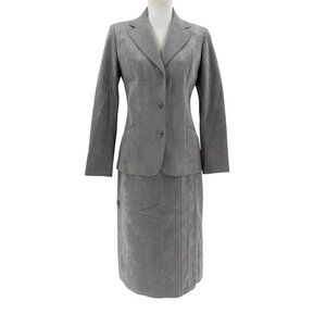 Vintage Yves St Simon Grey Suede Skirt Suit  Womens Size M  Two-Piece Set  Jacke